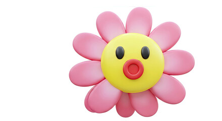 3D Cartoon Flower with Surprised Face