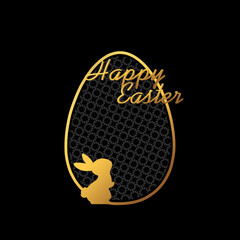 Elegant Golden Easter Greeting with Decorative Eggs, perfect for greeting cards, postcards, invitations, posters, covers, flyers, banners, or social media.