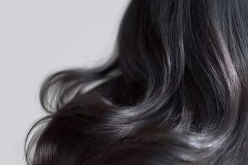 Fototapeta premium Close-up of smooth curly black hair texture