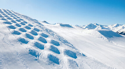 Sastrugi Wind Patterns on Snowy Glacier Slope