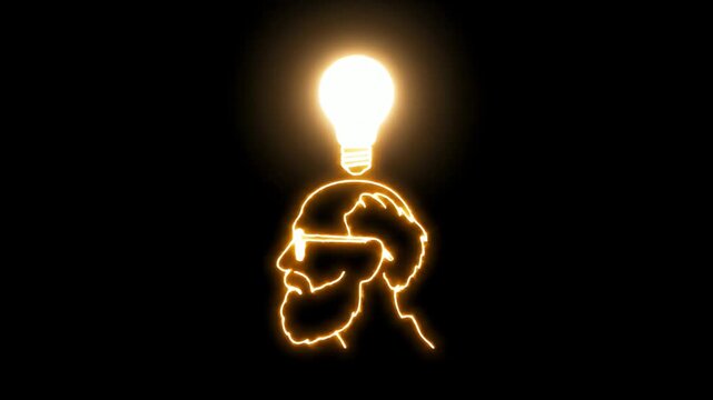 Neon Mind Icon Illustration Of Idea Lights Up.
