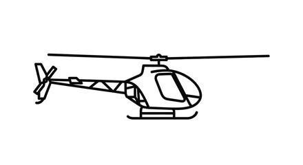 Simple line drawing of a helicopter in a black and white style