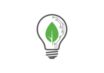 Green Energy Solution Eco Light Bulb Vector Logo