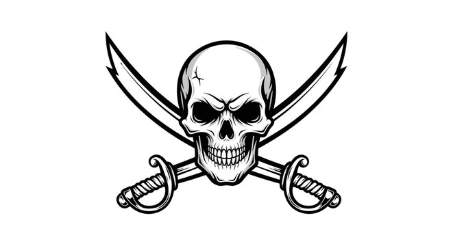 Pirate Skull with Crossed Swords Illustration.