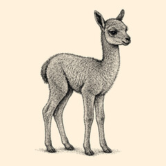 Obraz premium Vintage Engraving Deer Illustration Cute Wild Animal Isolated Nature Vector Artwork