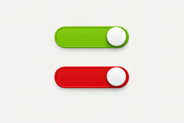 Obraz premium Green and Red Toggle Switches isolated on a transparent background