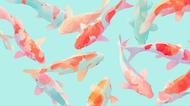 鯉の和風イラスト背景｜夏の涼感・お中元・残暑見舞い用素材