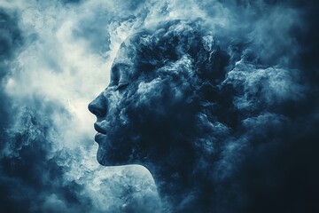 Cloud mind concept human emotions psychology abstract design picture