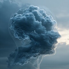 Dark cloud mind portrait anxiety depression mental concept digital art photo