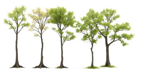 Obraz premium Set of Green Trees with Different Foliage - Vector Illustration