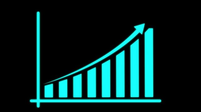 Animated Business Growth with Rising Sales and Profits, Upward Financial Growth Chart Showing Business Success.4k video