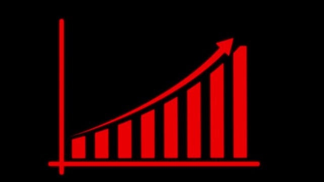 Animated Business Growth with Rising Sales and Profits ,business graph success animation arrow on black background.4k video