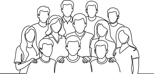 Group Of People Continuous Line Drawing