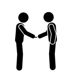 Stick figure making transaction payment commercial activity illustration.