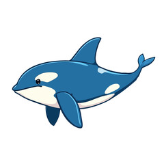 Cute cartoon orca swimming marine animal character