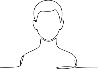 Minimalist single line drawing of a person's head and shoulders, abstract stock illustration