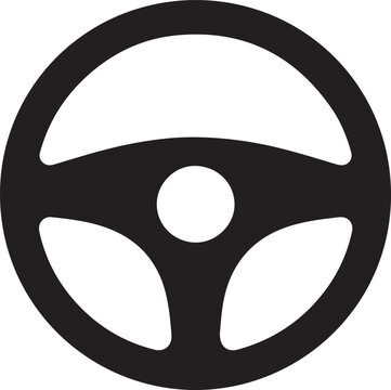 Automobile steering wheel or driving wheel flat icon for apps and websites