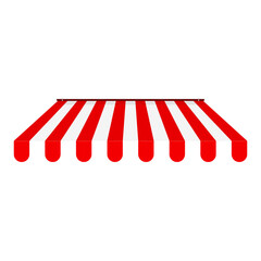 Red And White Striped Awning Cartoon Cute