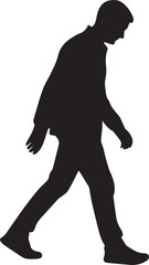 Naklejka premium Casual man walking silhouette vector illustration side profile line art graphic isolated on gray