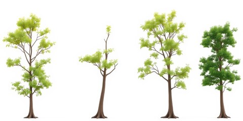 Obraz premium Trees Set Isolated on White Background - Vector Illustration