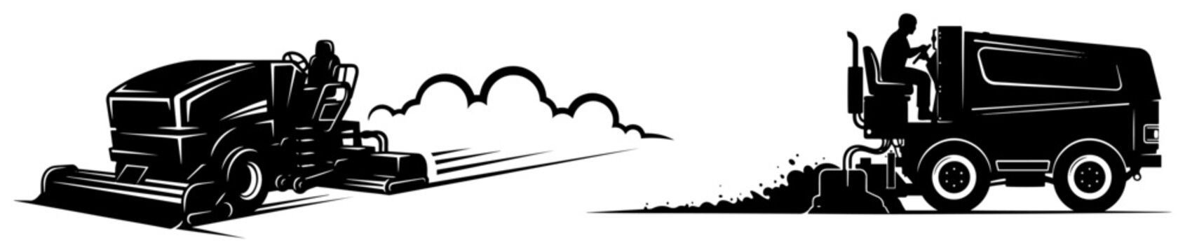 Ice resurfacer machine silhouette cleaning and smoothing the surface of a professional ice rink