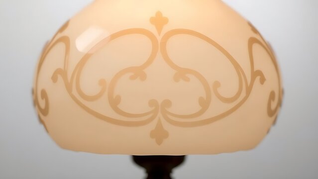 anhydrite. Art Nouveau 'S' curve pattern on an opal glass lampshade, soft glow. real-estate listings, architecture portfolios, designed for real-estate listing and luxury residence showcases.