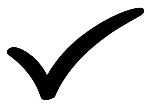Simple single black tick icon design