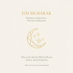 Celebratory greeting card with golden crescent moon and stars, conveying warm wishes for Eid Mubarak, image (140).png