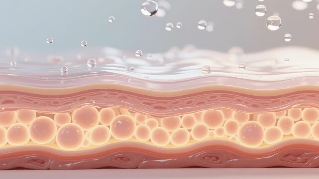 Healthy skin care concept showing longevity and anti aging benefits with gene science medical laboratory research for health improvement and wellness, featuring skin cell structure, biological tissue