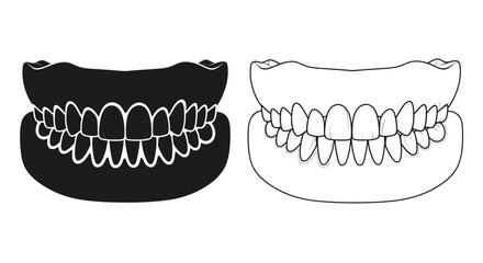 Two contrasting dental arches a black and a white illustration © Nasima