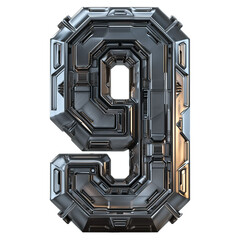 number  9 of digital hardware concept 