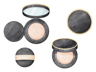 水彩画風のクッションファンデーションのイラストセット