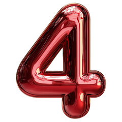 3d red number 4