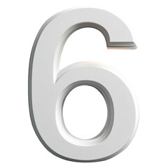 3d white number 6