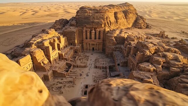 Aerial View of Hegra Archaeological Site in AlUla, Saudi Arabia.