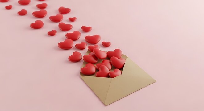 A heart-shaped arrangement of red objects on a white surface