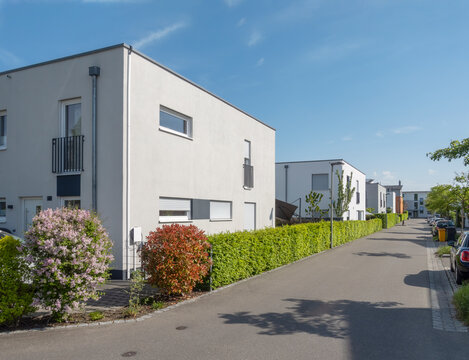 Modern detached houses in new residential area Augsburg Bavaria