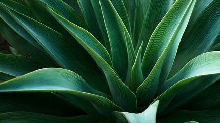 Obraz premium Close-up of vibrant green agave plant leaves showcasing natural beauty and texture.