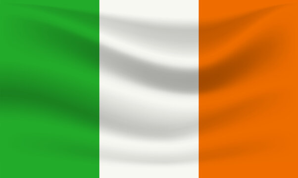 Ireland Flag with Fabric Folds Isolated Vector