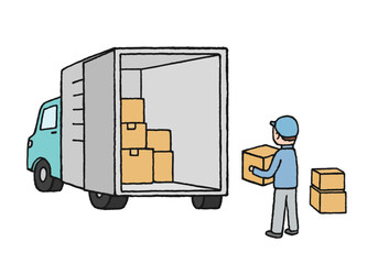 引っ越しトラックの手描きイラスト