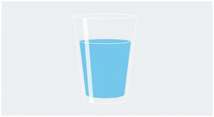 Glass of blue liquid on a white background isolated transparent tumbler with aqua colored water simple still life composition