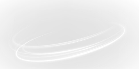 White neon ring glow effect - abstract light speed lines, glowing round frame and futuristic motion...