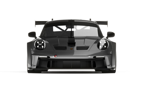 3D rendering of the fast Porsche 911 GT3 supercar. Isolated on the white background