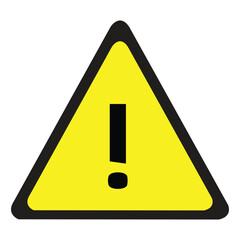Warning sign with exclamation mark in yellow triangle