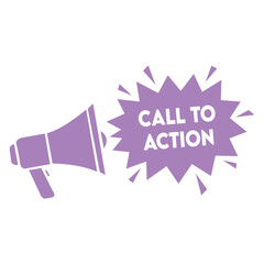 Megaphone with call to action speech bubble