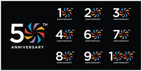 Collection of abstract anniversary logo design. Celebration day special vector symbol icon concept