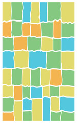 Vibrant colorful mosaic pattern with green, blue, yellow, and orange tiles
