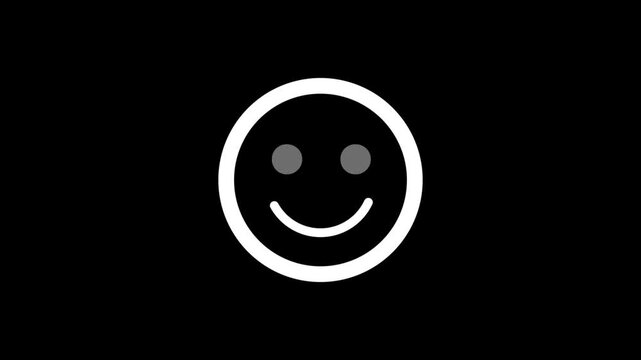 Smiley animated turns, cartoon icon in outline style.