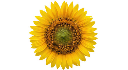 Fototapeta premium Close up of a vibrant yellow sunflower head, cut out, stock png, isolated on transparent background
