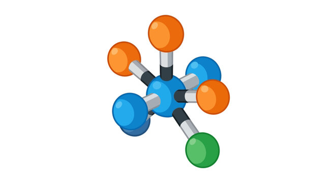 Molecular structure illustration depicting atoms connected by bonds, vector art design